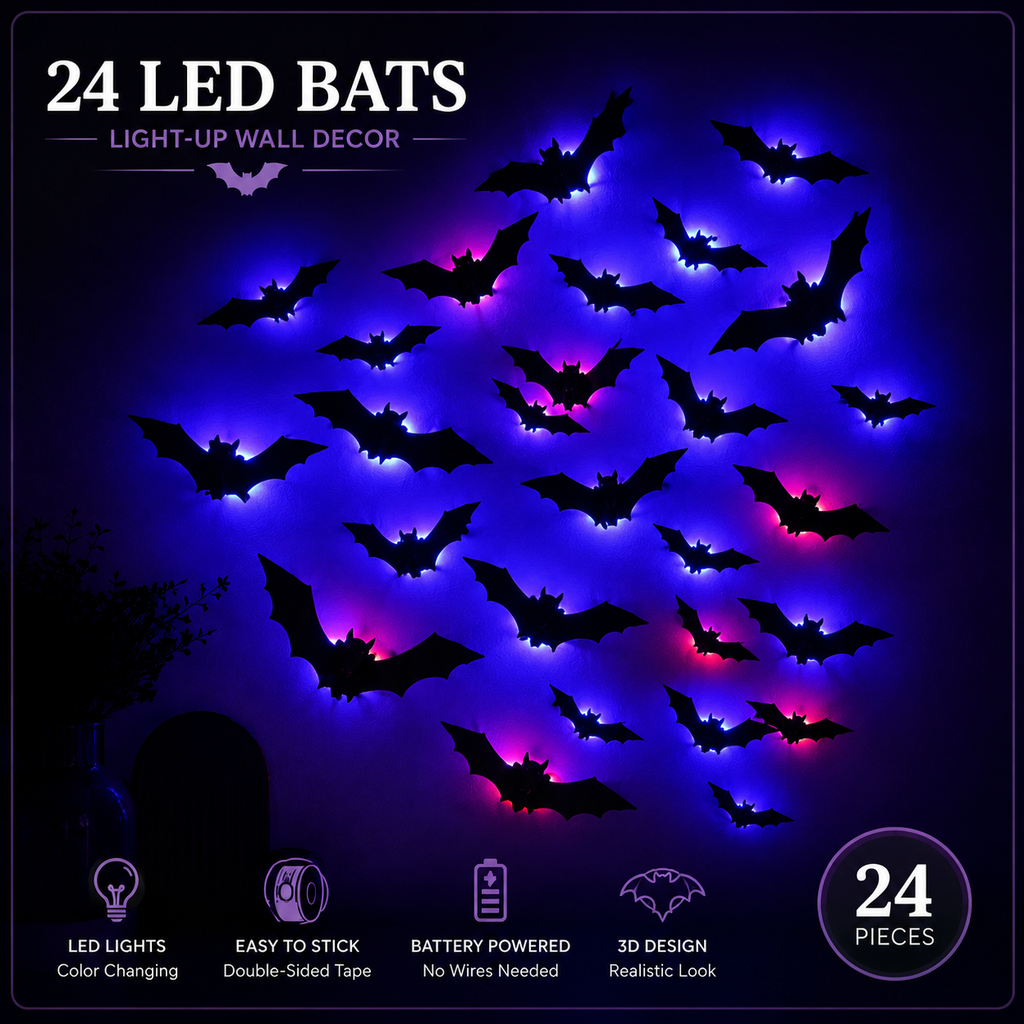 LED 3D Bat Decorations